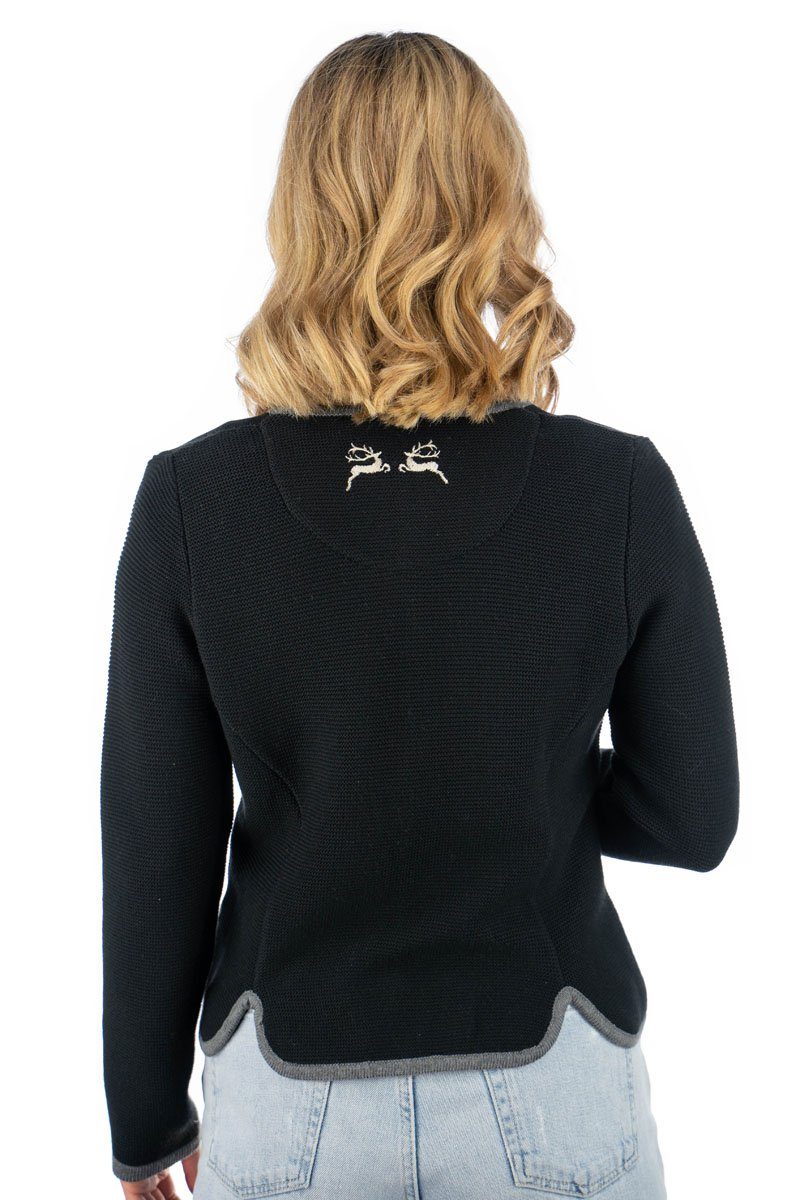 OS Trachten Strickjacke Enkeyo Trachtenjacke mit aufgesetzten Taschen, Hirsch-Stick auf linker Brust – Bild 4 von 5