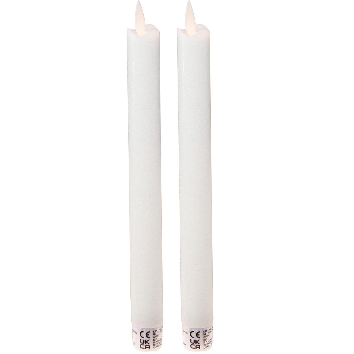 LED-Kerze LED Echtwachs Stabkerzen Weiß 24cm 2er Set Timer