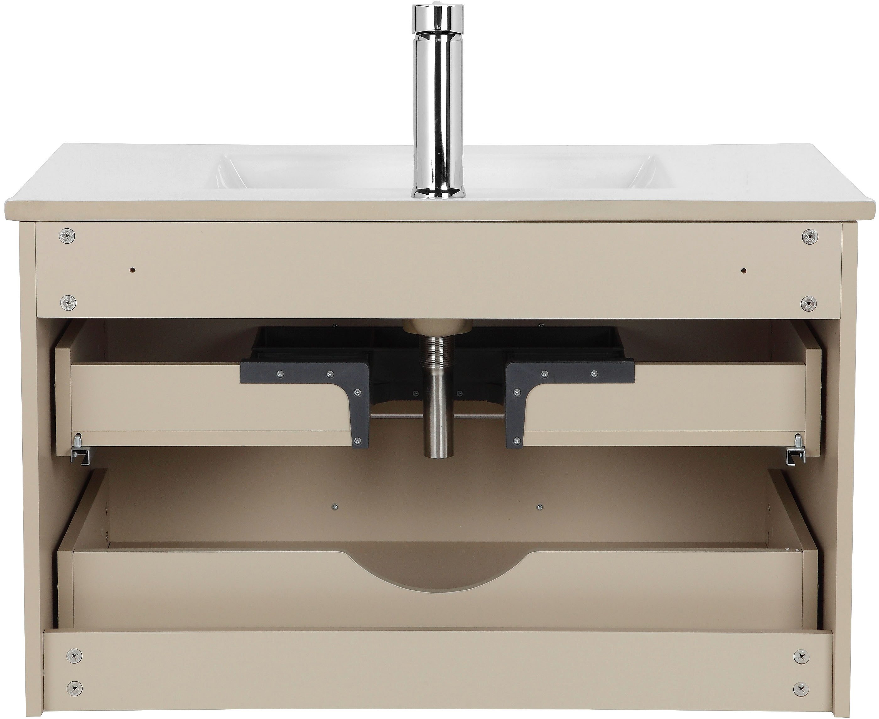 welltime Waschtisch Florenz Badmöbel Badschrank mit Waschbecken, Waschplatz mit 2 Auszügen und Softclose Breite 80cm – Bild 5 von 5