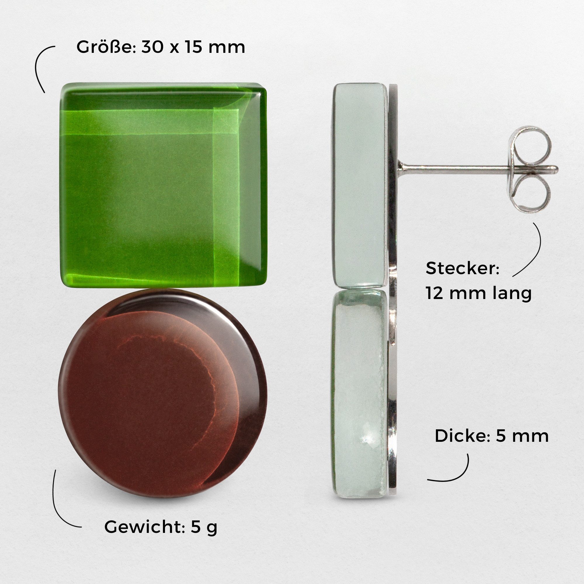 ALEXASCHA Paar Ohrstecker Geometrische Ohrringe aus Glas – farbenfroh & handgemacht – Bild 4 von 5