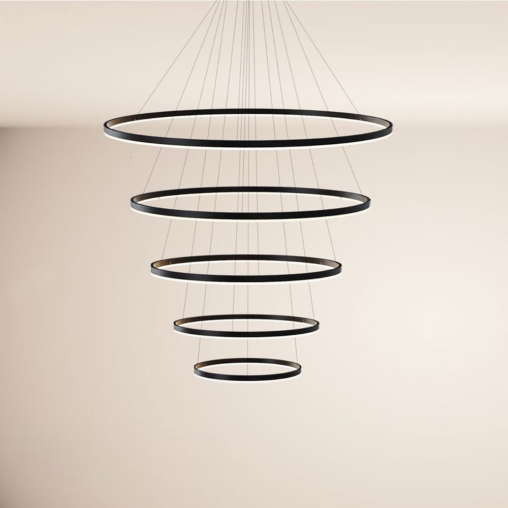 s.luce Pendelleuchte LED 5er-Ring Pendelleuchten Kombination Zentrisch Schwarz, Warmweiß