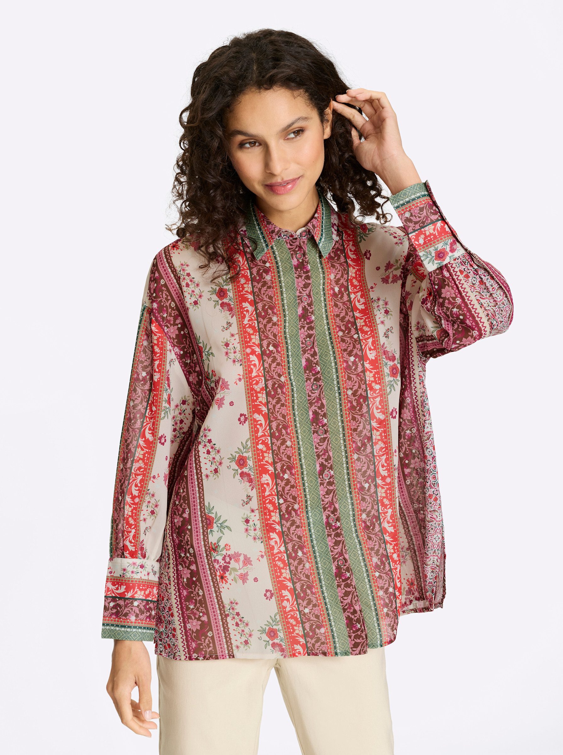 Klassische Bluse Druckbluse Langarm