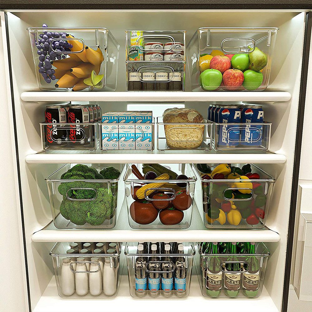 JEOBEST Korbeinsatz Klar Küchen Aufbewahrungsbox Fridge Organizer, (6 St., Größe L), Kühlschrank Behälter Kühlschrankbox, Stapelbar