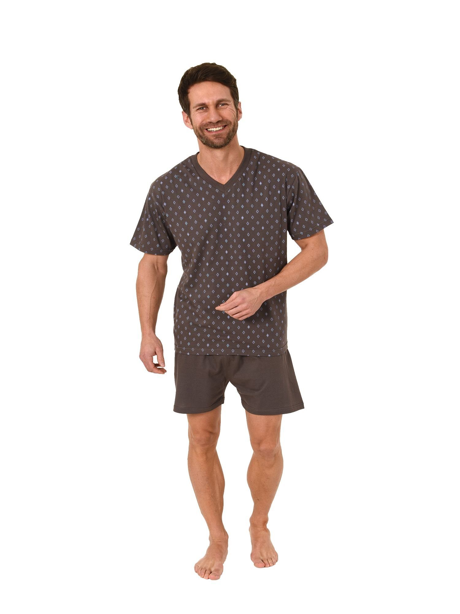Normann Pyjama Herren Shorty Schlafanzug kurzarm mit V-Hals – 181 001