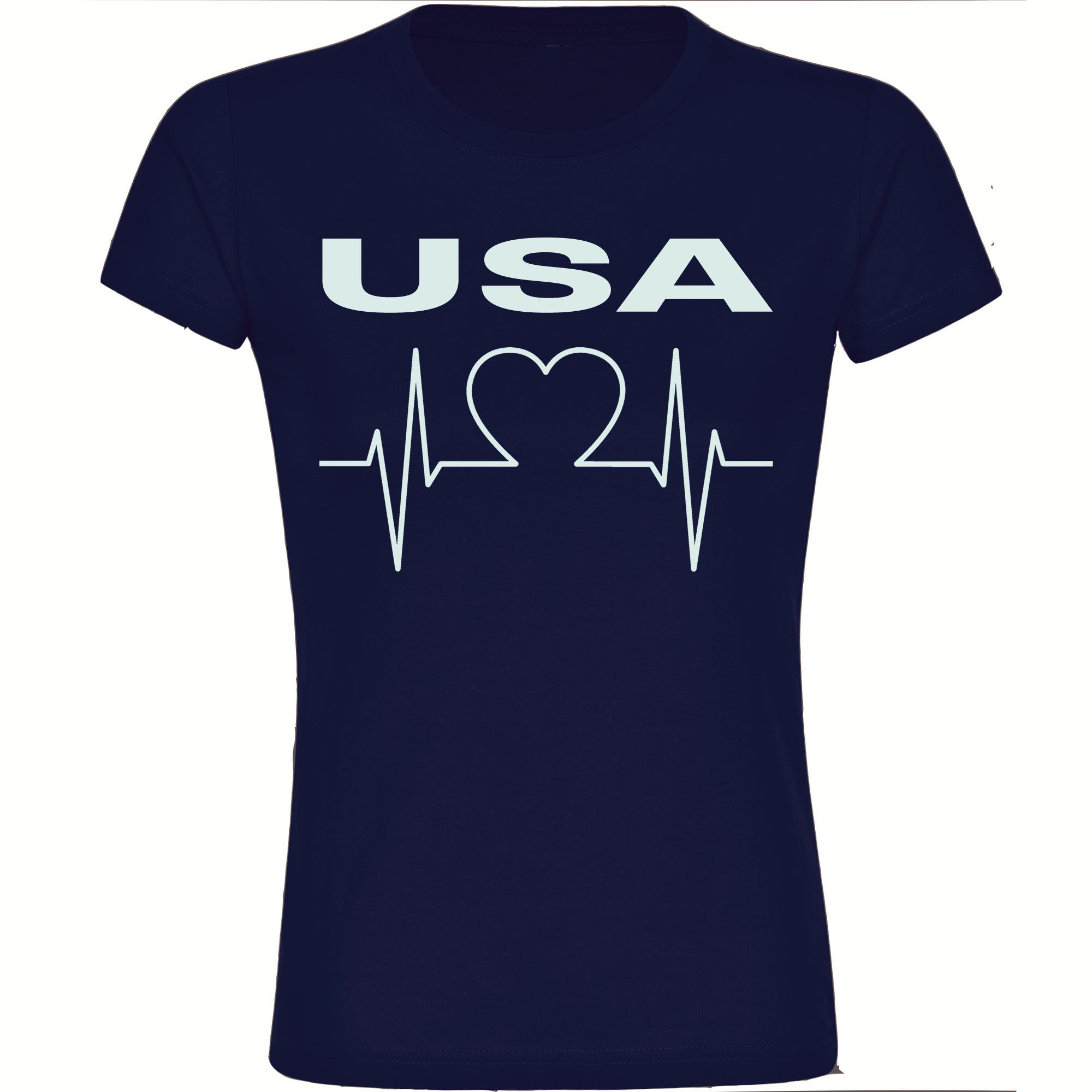 multifanshop T-Shirt Damen USA - Herzschlag - Frauen