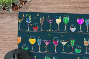 MuchoWow Gaming Mauspad Cocktails - Bar - Neon - Design (1-St), Mousepad mit Rutschfester Unterseite, Gaming, 40x40 cm, XXL, Großes
