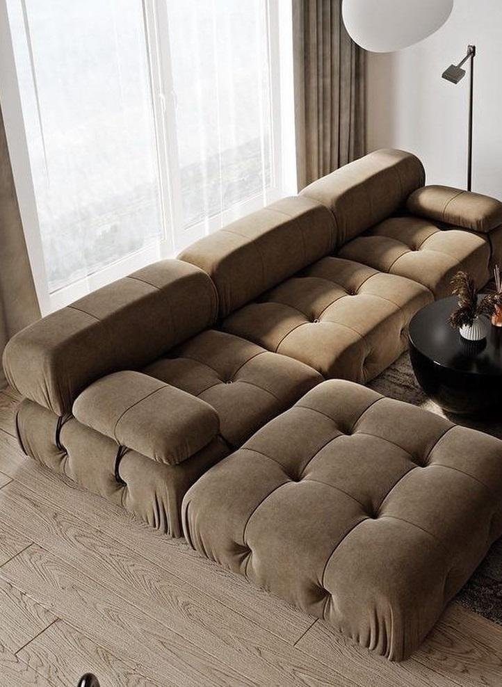 Wohnlandschaft L-Form Design JVmoebel Braun Ecksofa Textil Ecksofa Modern Sofa