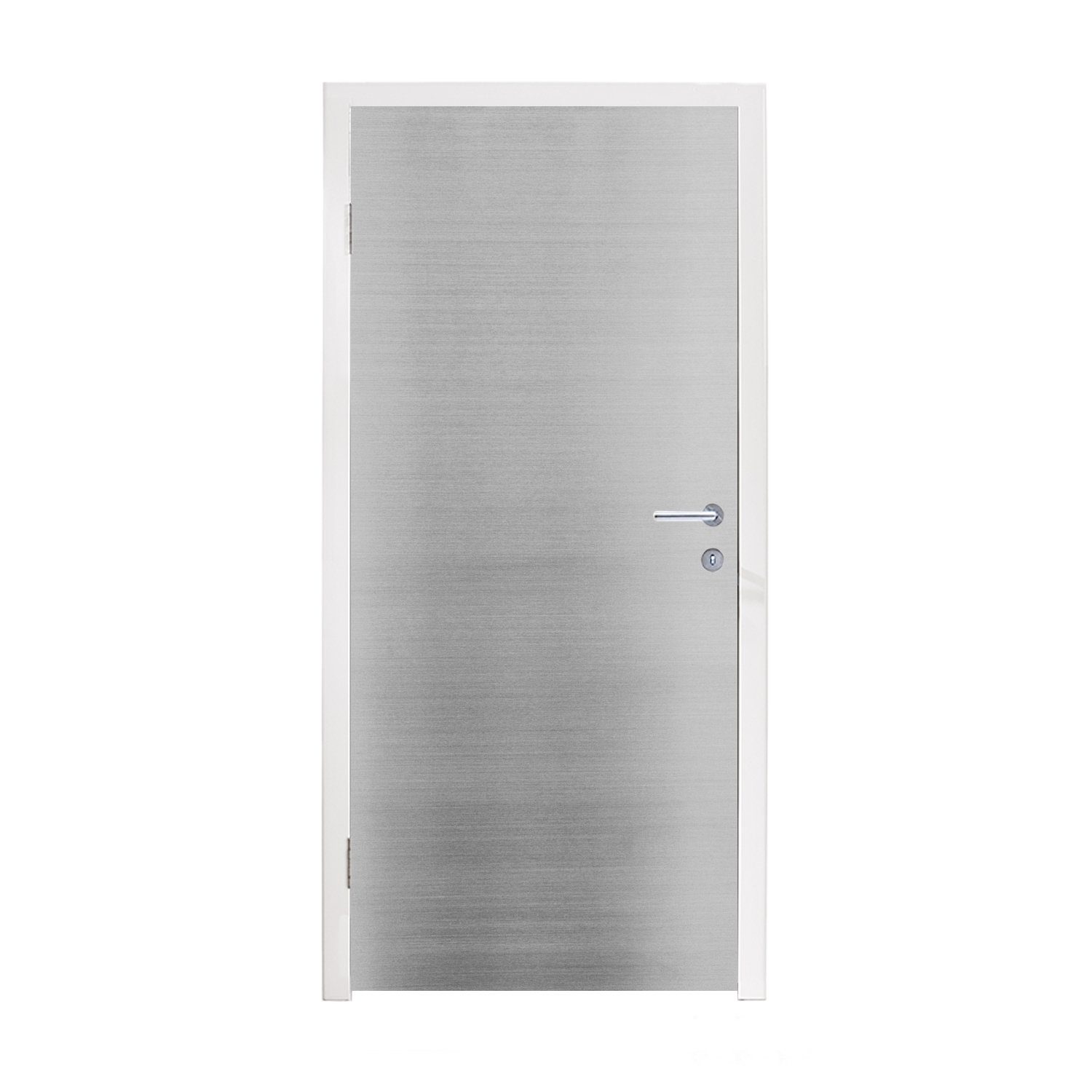 MuchoWow Türtapete Metallischer Druck - Silber - Linie - Grau - Textur, Matt, bedruckt, (1 St), Fototapete für Tür, Türaufkleber, 75x205 cm