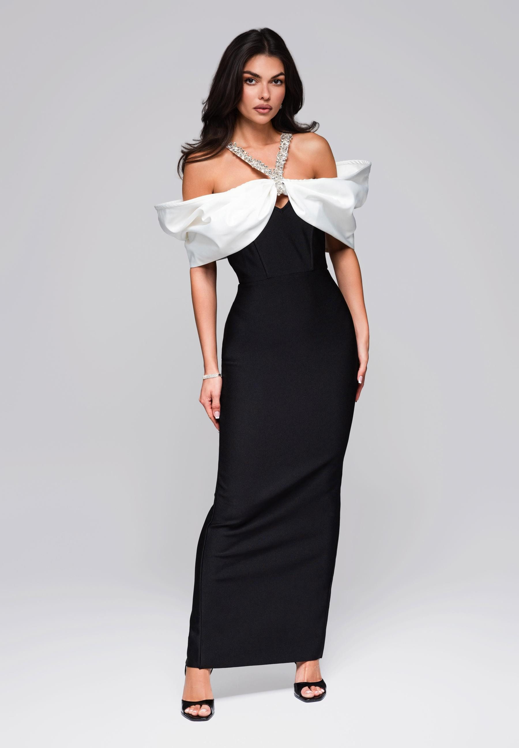 OMBRE Abendkleid Elegantes Abendkleid mit Satinschleife günstig online kaufen