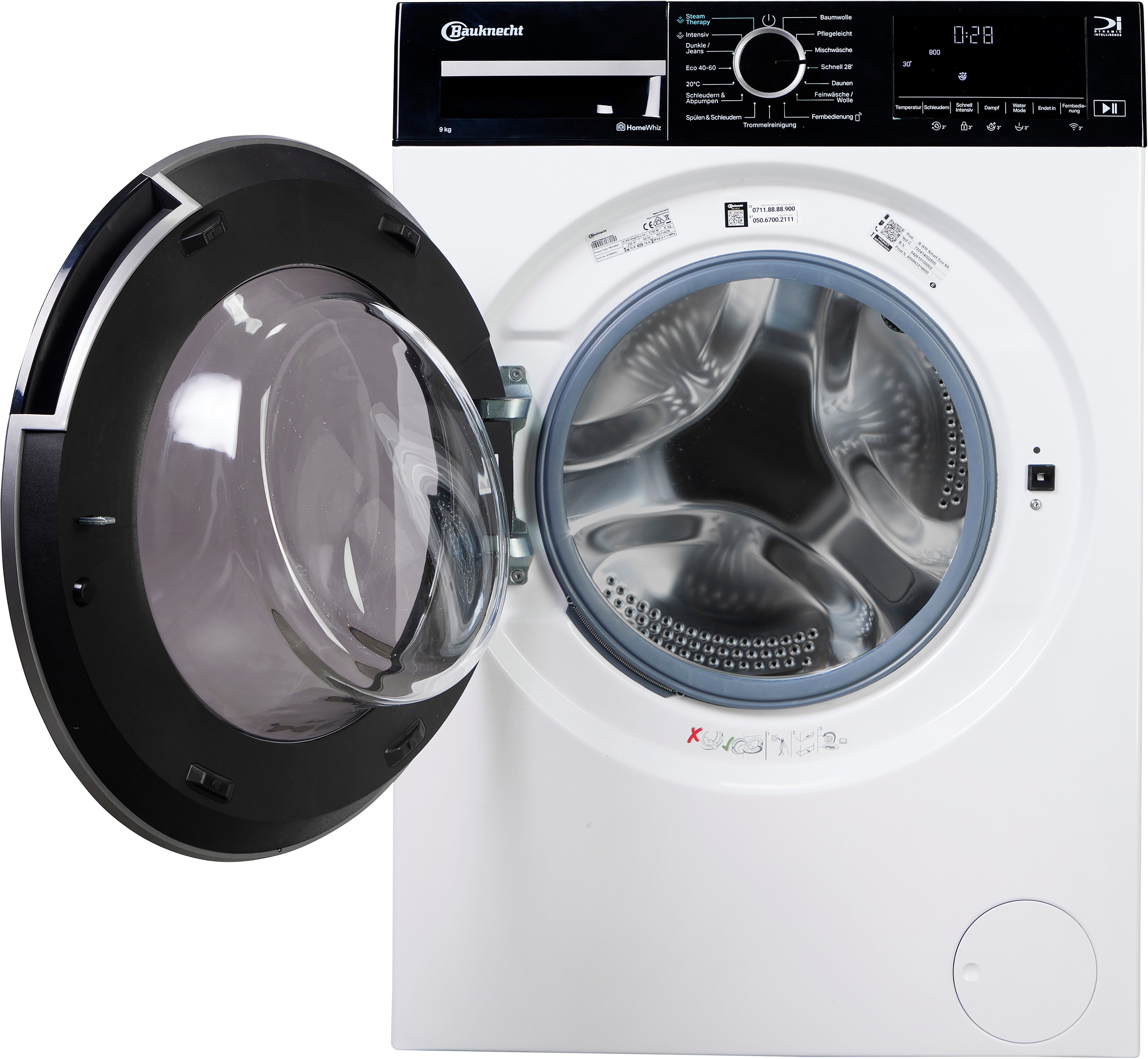 BAUKNECHT Waschmaschine B WM Smart Eco 9A, 9 kg, 1400 U/min, Adaptive Wash – Intelligente Anpassung der Programme an Ihre Wünsche – Bild 3 von 5