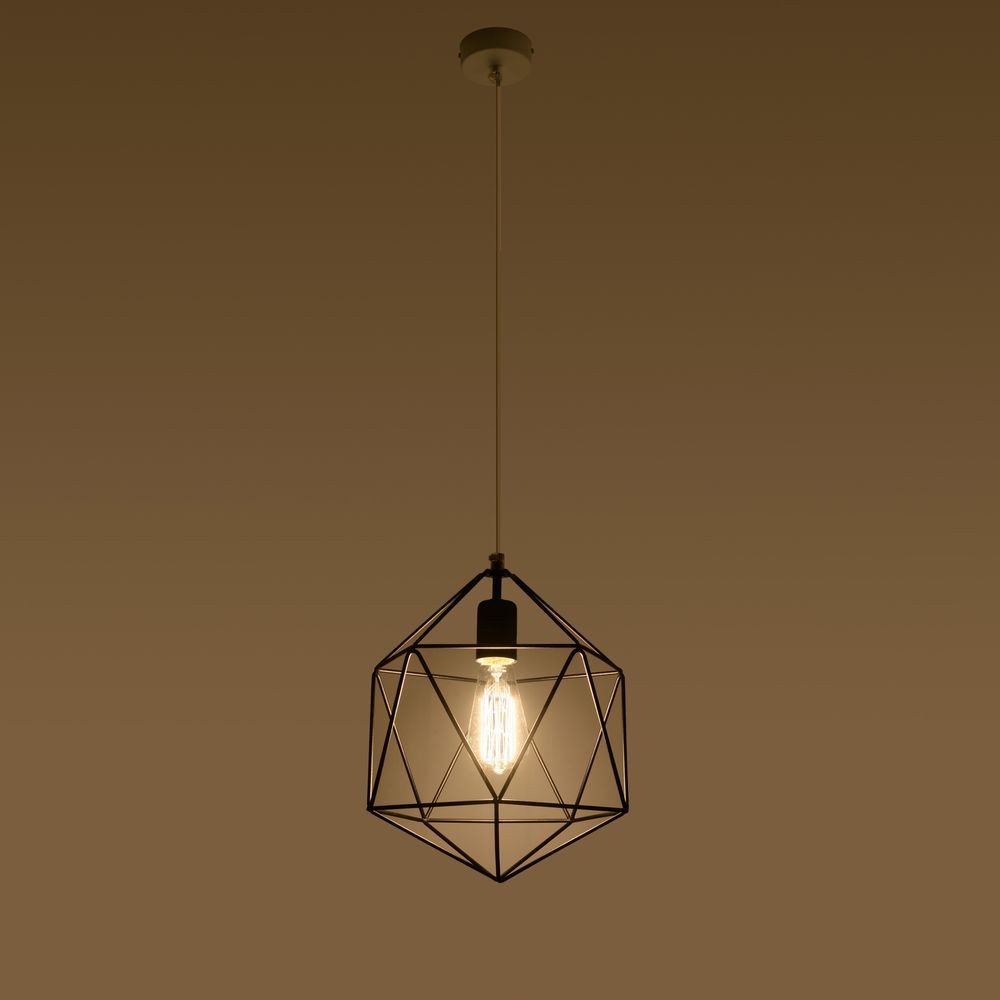 famlights Pendelleuchte famlights, Pendelleuchte Helena aus Stahl in Schwarz E27 1 x 60 W