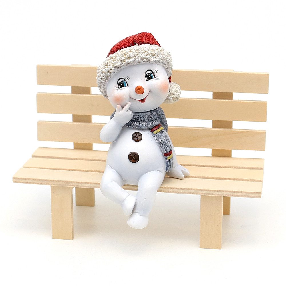 SIGRO Sammelfigur Schneekinder mit Mütze und Schal in rot-grün als Kantensitzer, im 2er Set