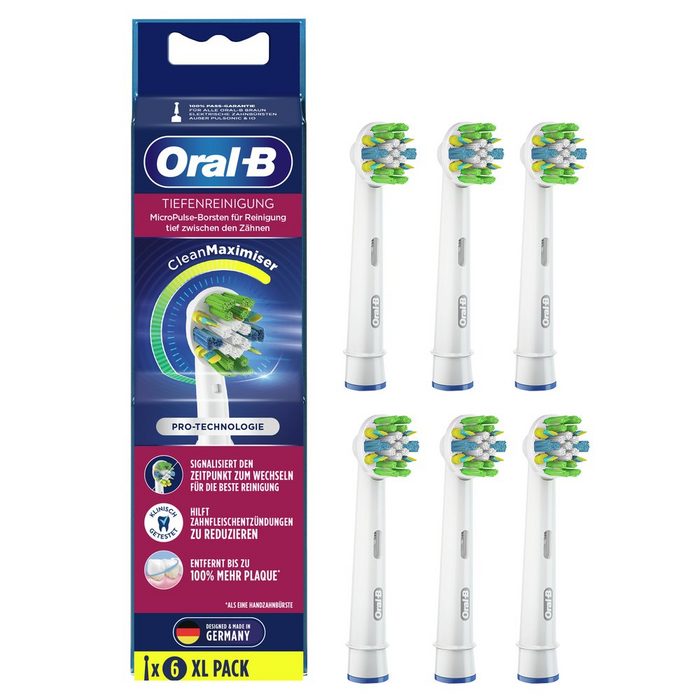 Oral B Aufsteckbürsten Tiefenreinigung Clean Maximizer - 6er Pack - weiß