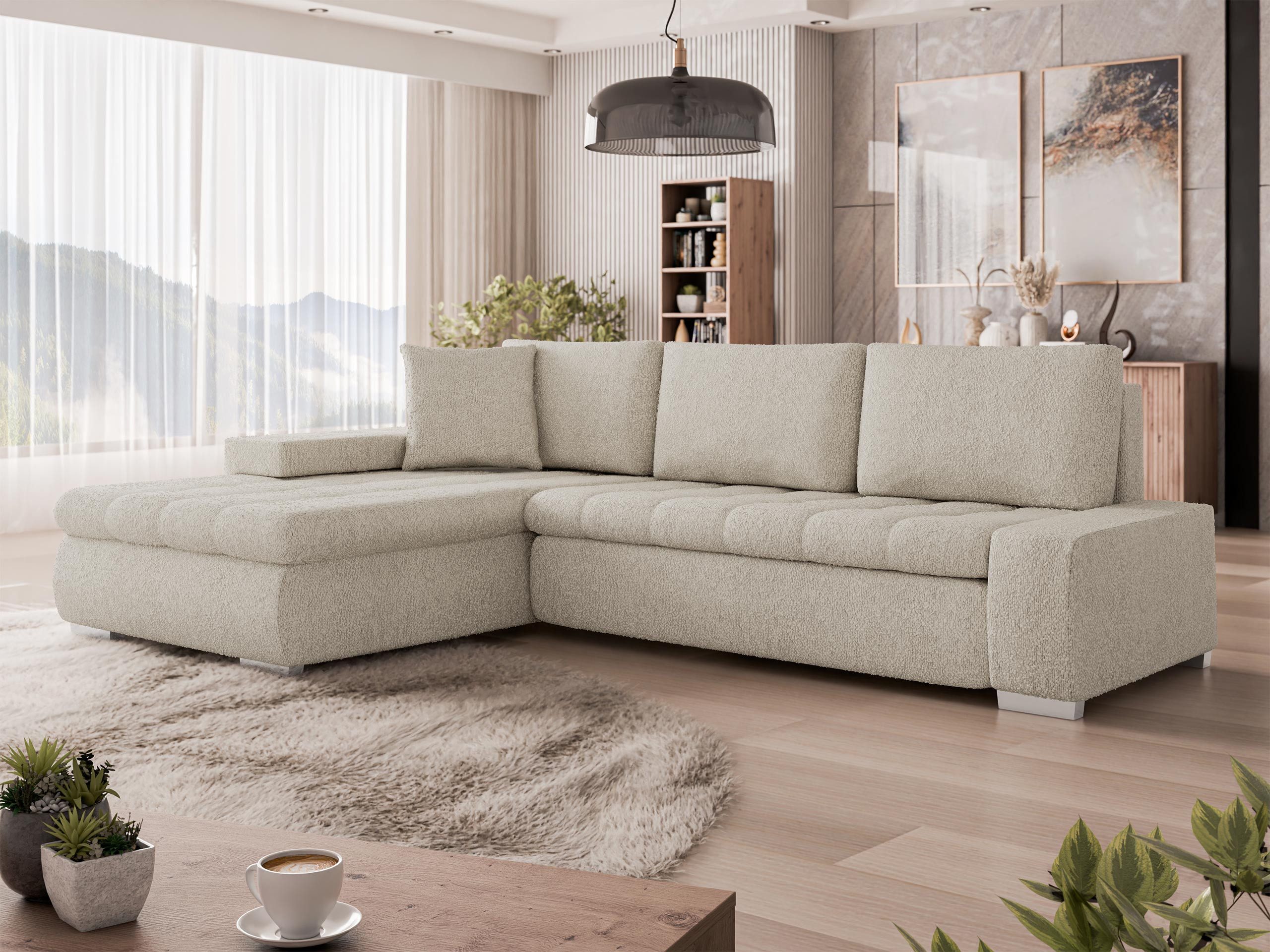 MIRJAN24 Ecksofa Orkan Mini Premium, mit Bettkasten und Schlaffunktion, Universell, L-Form, 265x185x85 cm