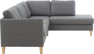 ATLANTIC home collection Ecksofa Mailo L-Form, mit Seitentaschen und Ottomane, mit Massivholzfüßen