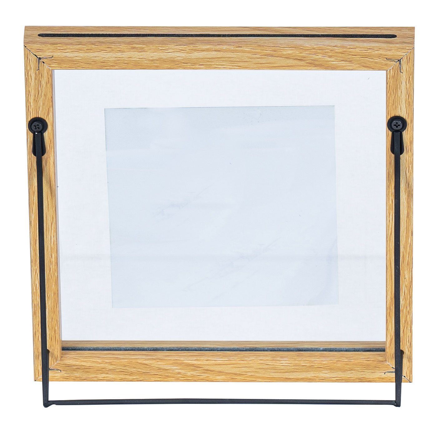 Levandeo® Bilderrahmen, 3er Glas Metall Holz Eiche-Optik 10x10 Set Bilderrahmen Fotorahmen Aufsteller