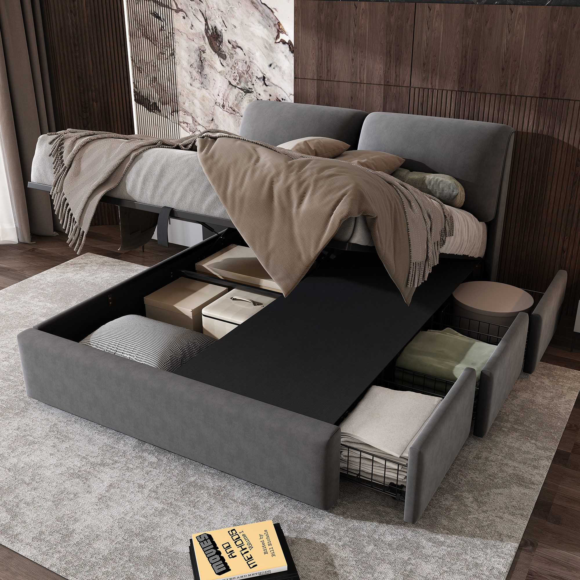 STILVORA Polsterbett mit Stauraum,140×190 Jugendbett Bettgestell günstig online kaufen