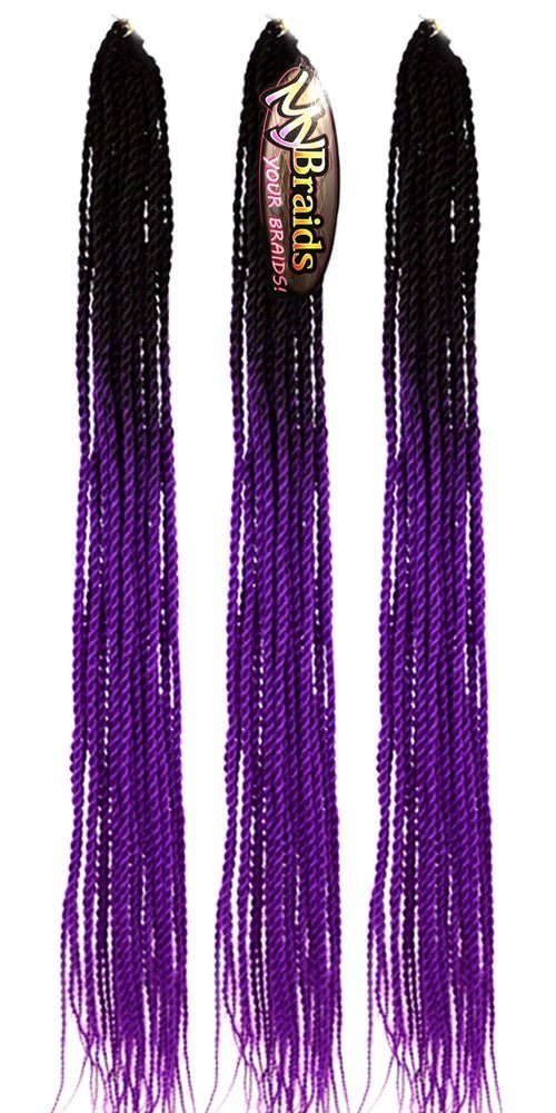 MyBraids YOUR BRAIDS! Kunsthaar-Extension Senegalese Twist Crochet Braids 3er Pack Ombre Zöpfe 12-SY Schwarz-Purpur