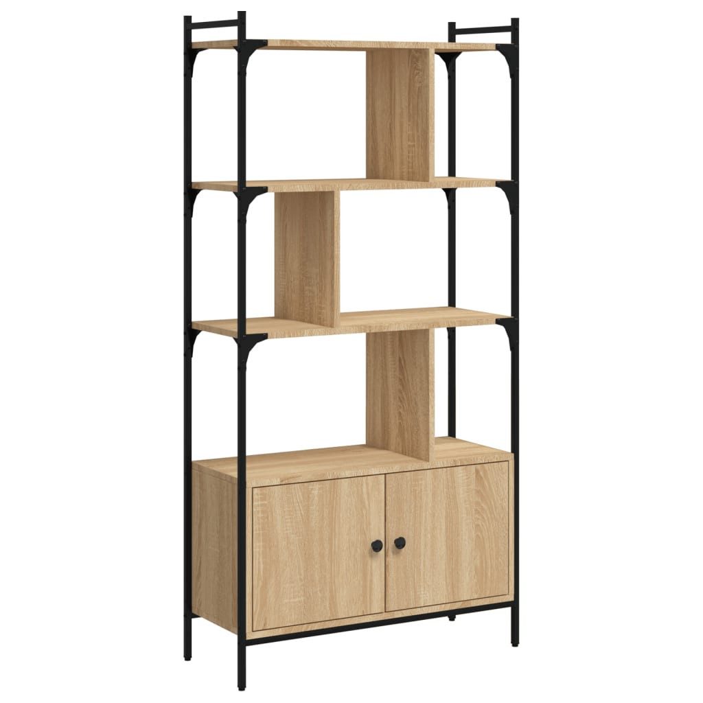 vidaXL Bücherregal Bücherregal mit Türen Sonoma-Eiche 76,5 x 30 x 154,5 cm Holzwerkstoff, 1-tlg.