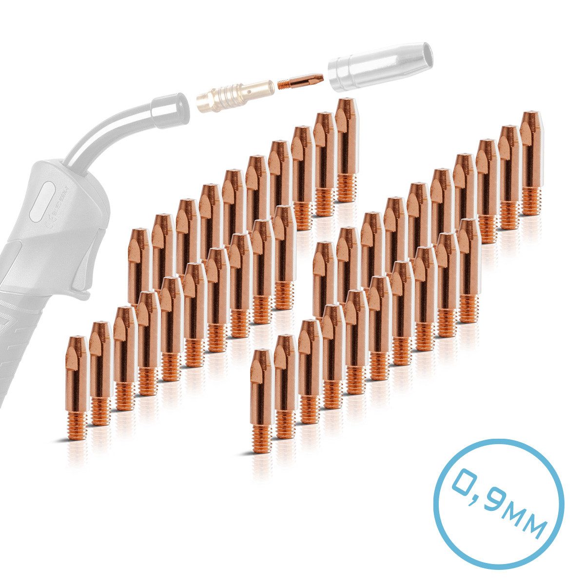 STAHLWERK Elektrowerkzeug-Set 2 x Stromdüsen AK25 MB25 Kontaktdüsen M6x28 0,9 mm