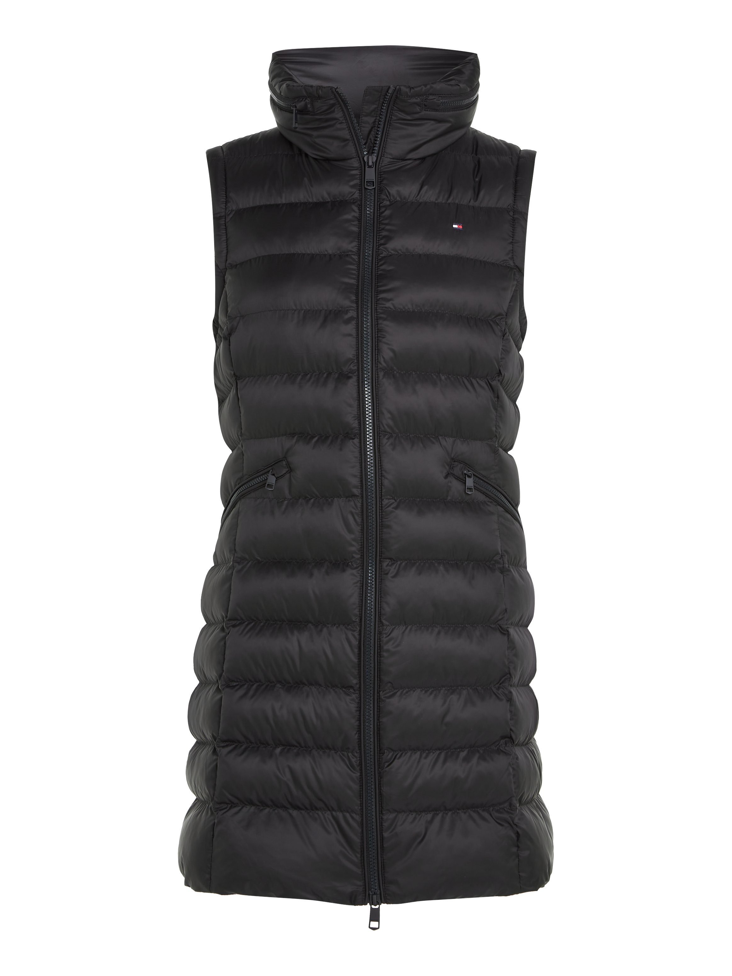 Tommy Hilfiger Steppweste in modischer, Form GLOBAL LONG langer STR PADDED mit VEST 2-Wege-Reißverschluss Black MW