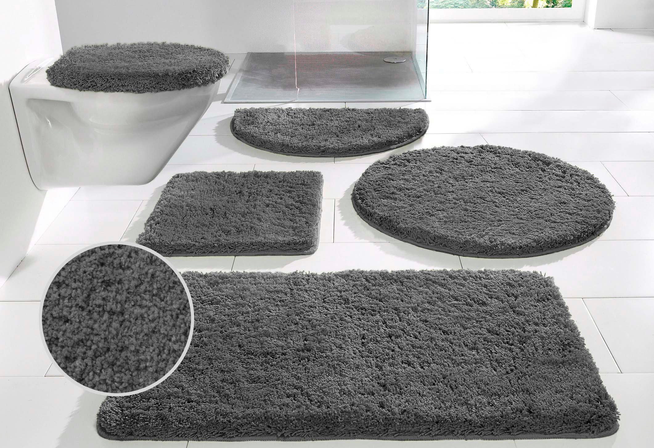 OTTO home Badematte Sanremo, Standard & Premium, 30mm oder 35mm, sehr weich, rutschhemmend beschichtet, schnell trocknend, fußbodenheizungsgeeignet, Polyester, rechteckig, Badteppich, unifarben, rechteckig, rund & als 3-tlg. Set erhältlich