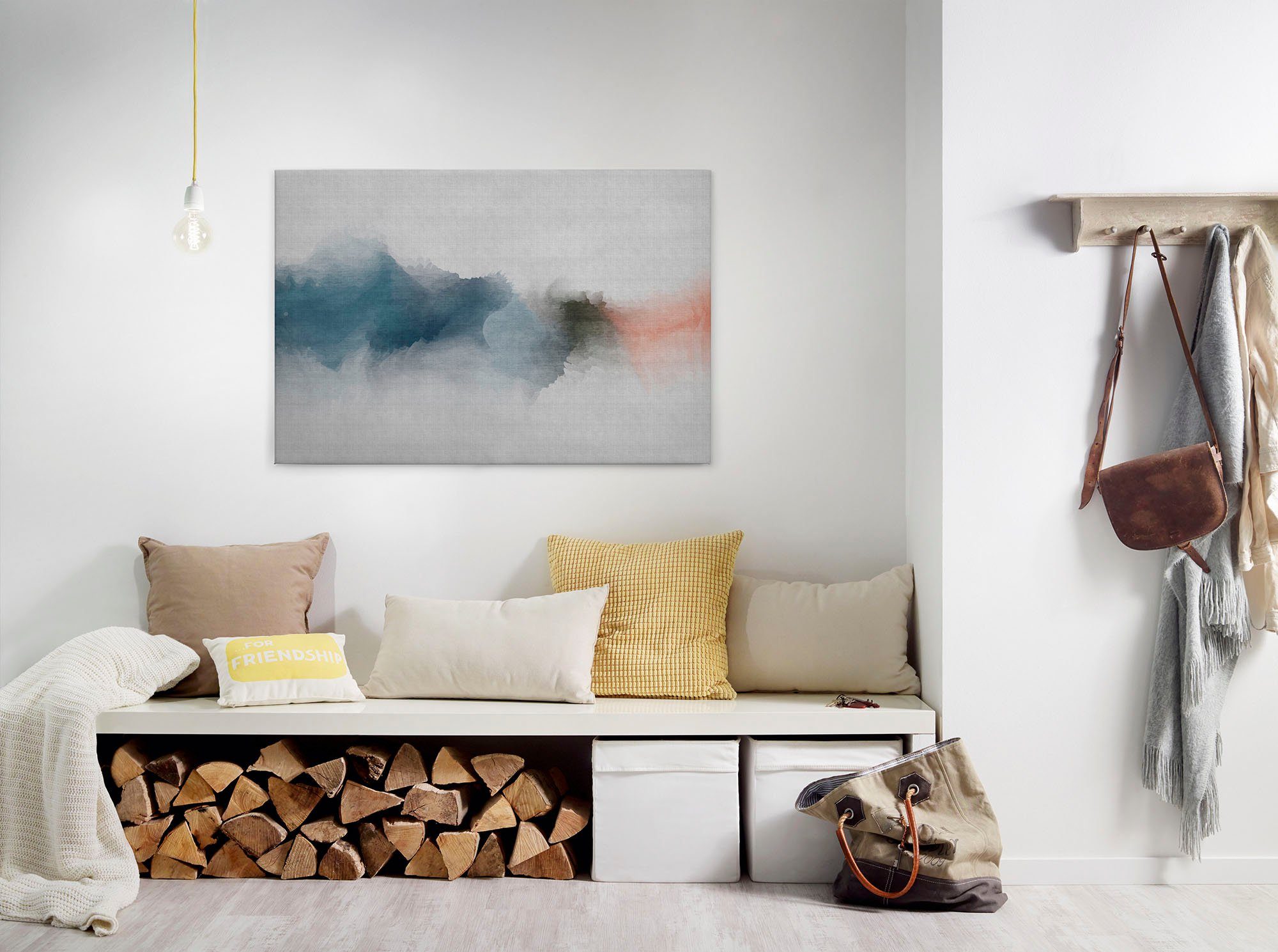 A.S. Création Leinwandbild daydream, Abstrakt, Kinder, Kunst (1 St), Keilrahmen Bild Farben Grau Bunt Leinwand-Bild Wohnzimmer modern Wand