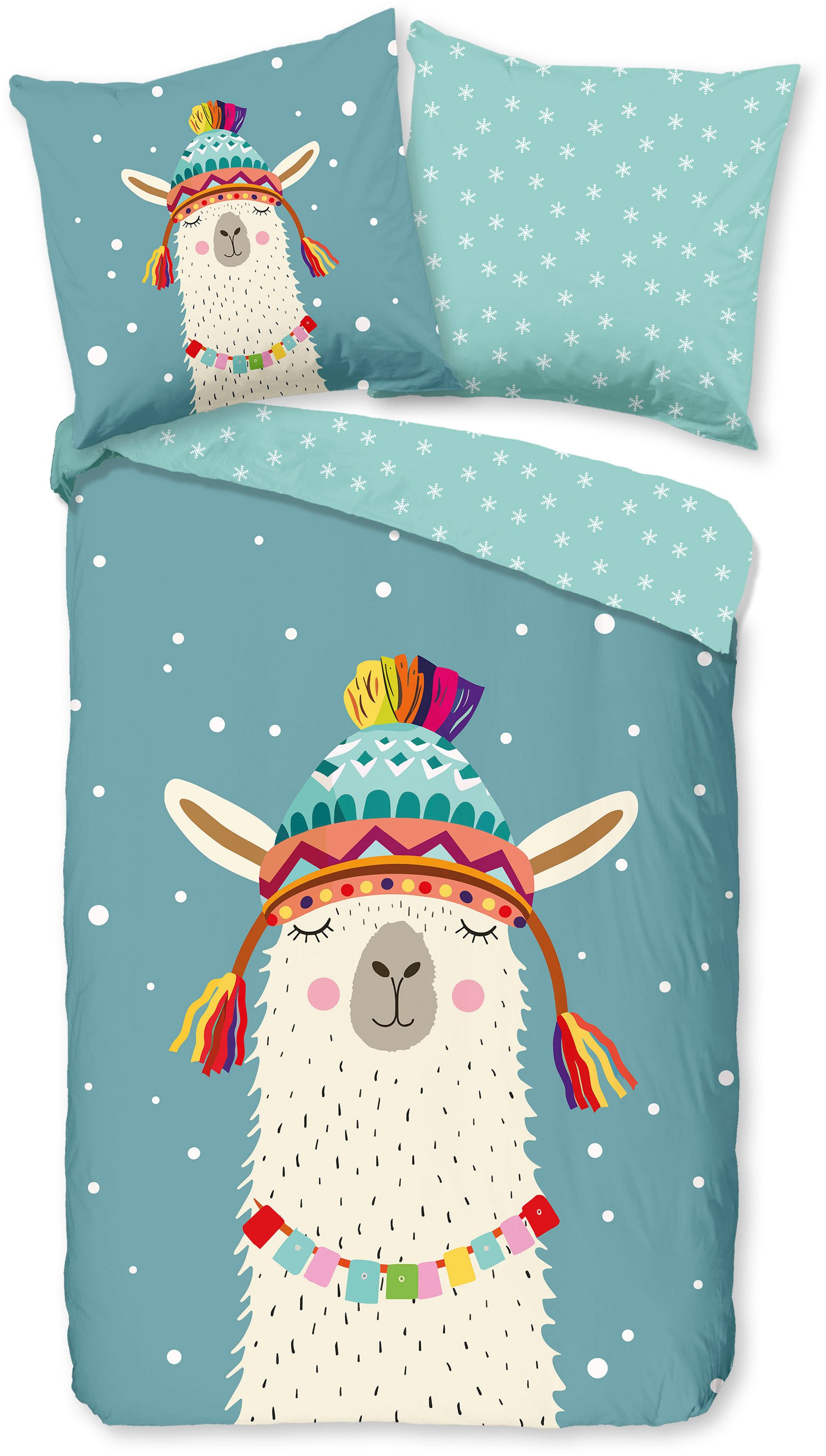 good morning Kinderbettwäsche Borax, Biber, Flanell, 2 teilig, Flanell Biber, 135x200, Warm, Reißverschluss, Wende, Kind, Winter – Bild 2 von 5