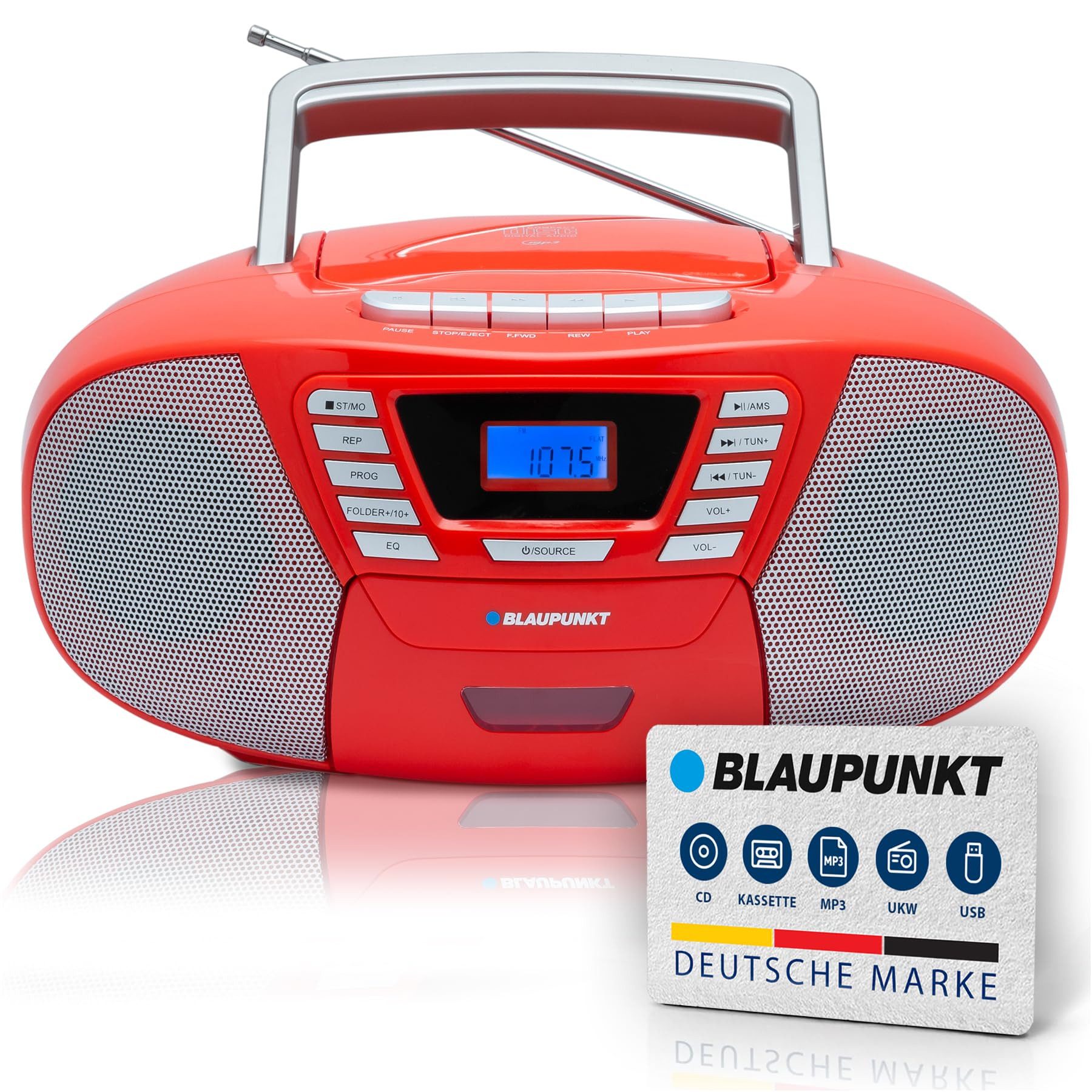 Blaupunkt B 120 CD-Radiorecorder (Bluetooth, Kassettenrekorder, Hörbuchfunktion, UKW Radio, USB, AUX)
