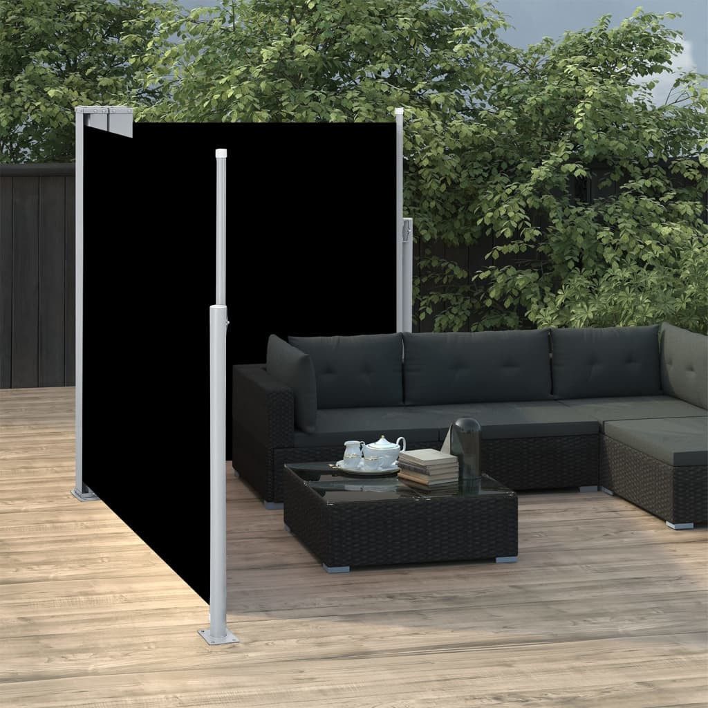 Thumbnail - vidaXL Seitenmarkise Ausziehbare Seitenmarkise Schwarz 140 x 600 cm (1-St)