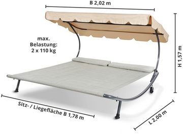 Leco Doppelliege, mit verstellbarem Sonnendach, in versch. Farben