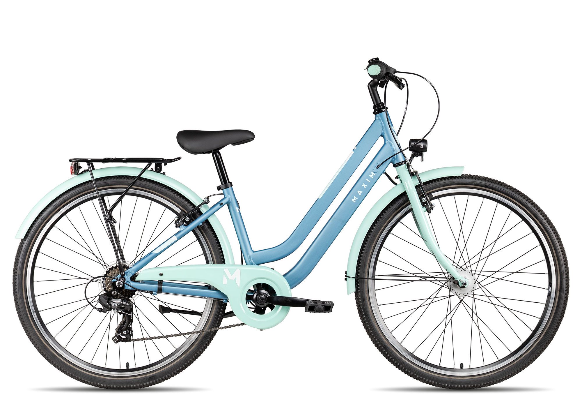 Maxim Kinderfahrrad Maxim Luna 26-7, 7 Gang Shimano Tourney RD-TY300 Schaltwerk, Kettenschaltung, Straßenausstattung blau