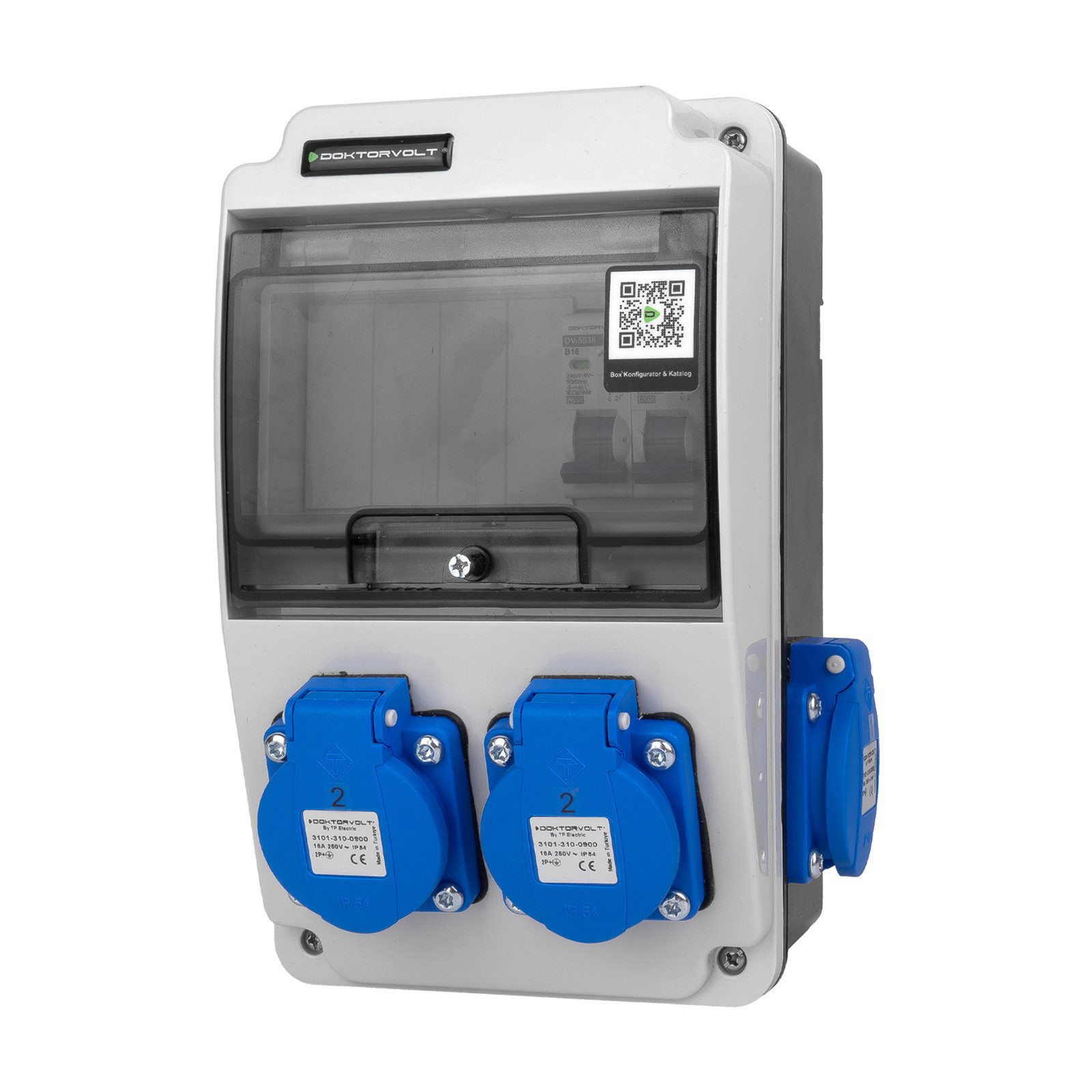 Doktorvolt Wandverteiler XS 16A 2x230V IP44 Stromverteiler LS-schalter Komplett Steckdosenverteiler – Bild 3 von 5