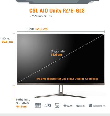 CSL Unity F27-GLS mit Windows 10 Home All-in-One PC (27 Zoll, Intel® Celeron Celeron® N4120, UHD Graphics 600, 8 GB RAM, 1000 GB SSD)