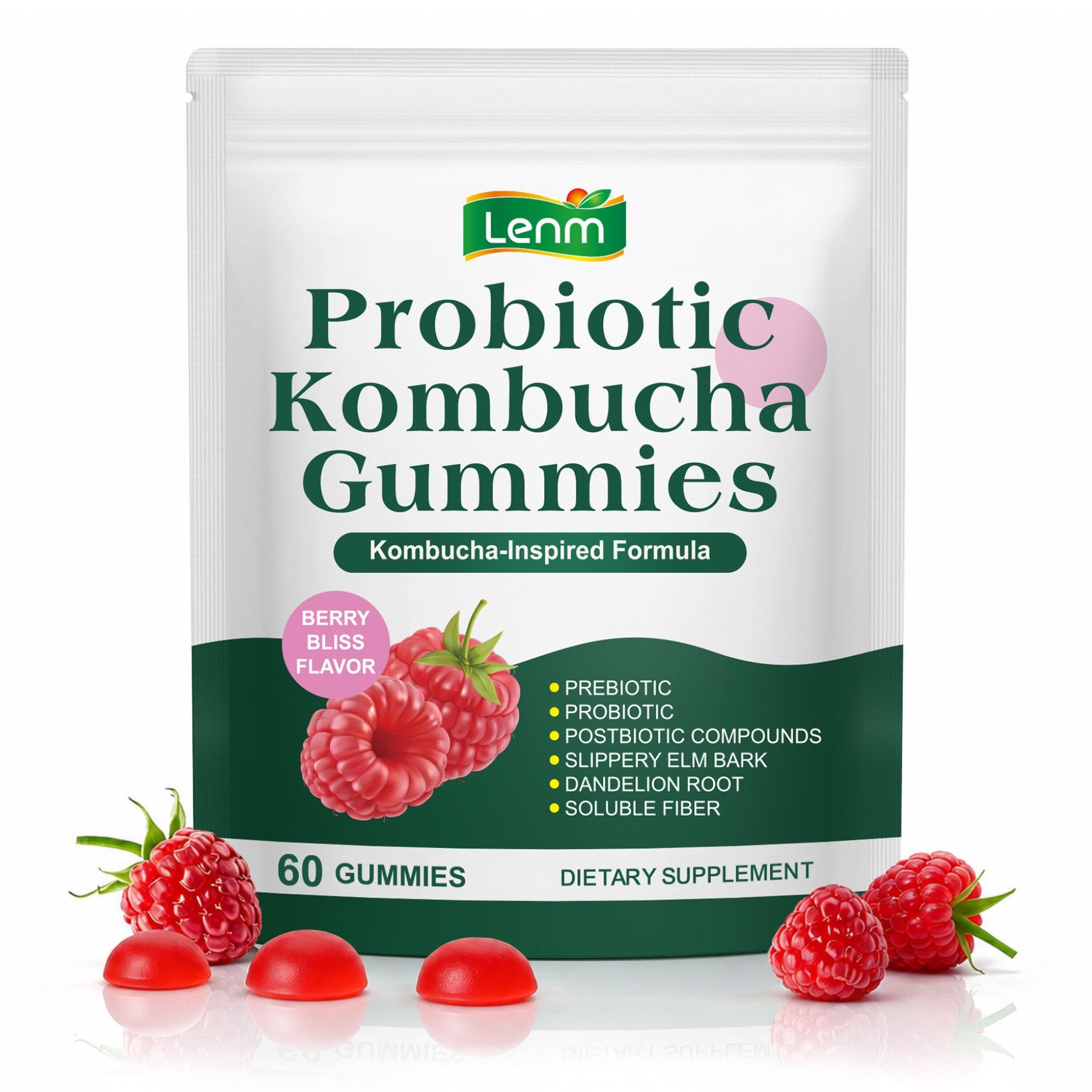 P-Beauty Cosmetic Accessories Kombucha Komplex Darmbakterien Gummies für Darmgesundheit Darmflora Gummibärchen, 60 er, Allgemeines Wohlbefinden, Stoffwechselunterstützung