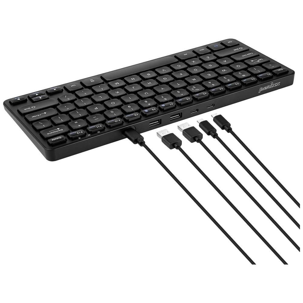 Perixx Wired mini scissor-switch DE keyboard with 4 Hubs 12308 Tastatur (USB-Hub)