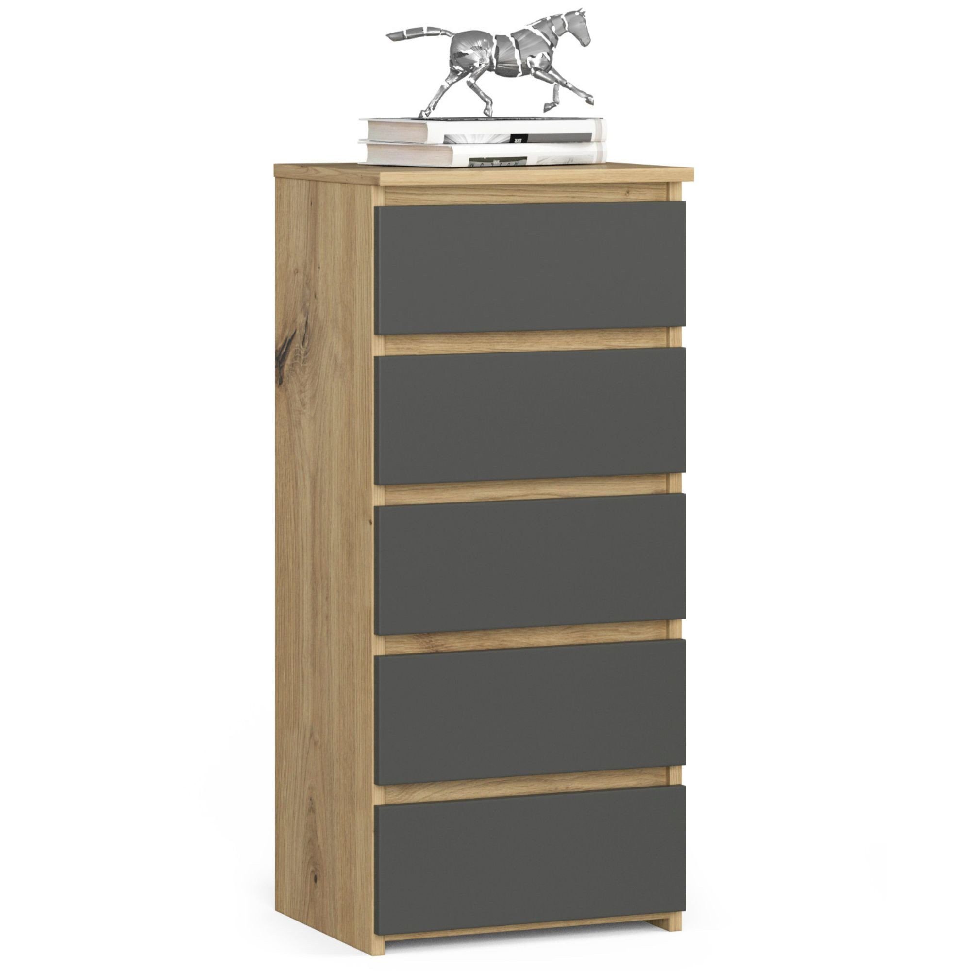 Kommode mit 5 Schubladen 40 cm breit Holz Schrank