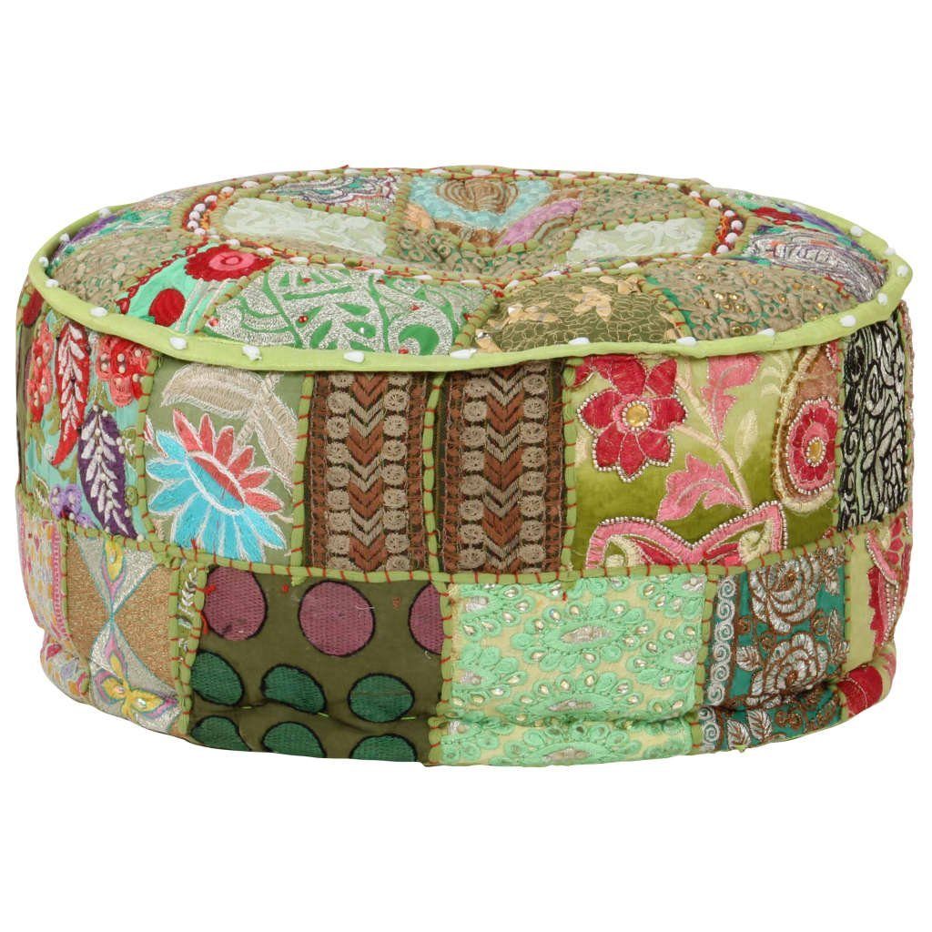 vidaXL Диван Patchwork Sitzpouf Rund Baumwolle Handgefertigt 40x20 cm Grün (1 St)