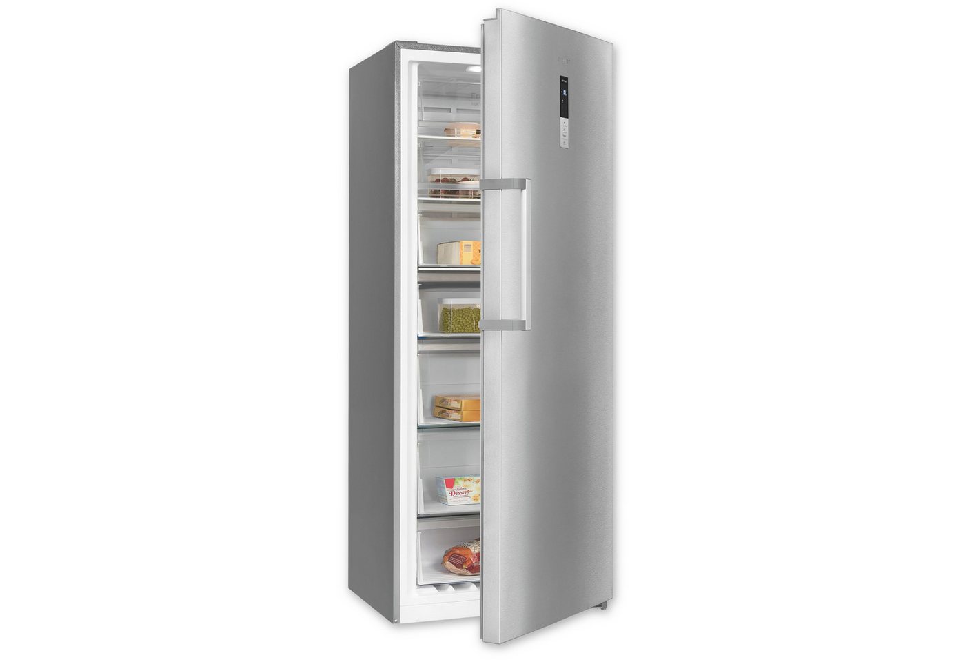 exquisit Gefrierschrank GS5380-NF-H-050D, 1855 cm hoch, 710 cm breit, NoFrost, 4-Sterne-Gefrieren, Alarm, Schnellkühlen, Schnellgefrieren