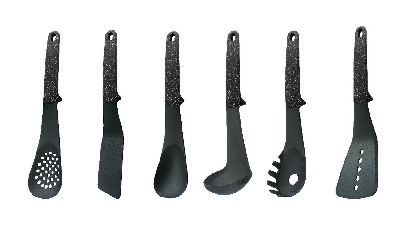 Royalty Line Kochbesteck-Set Küchenhelfer mit Ständer 7-tlg. Royalty Line RL-U5 Schwarz (Set bestehend aus 7 Küchenutensilien)