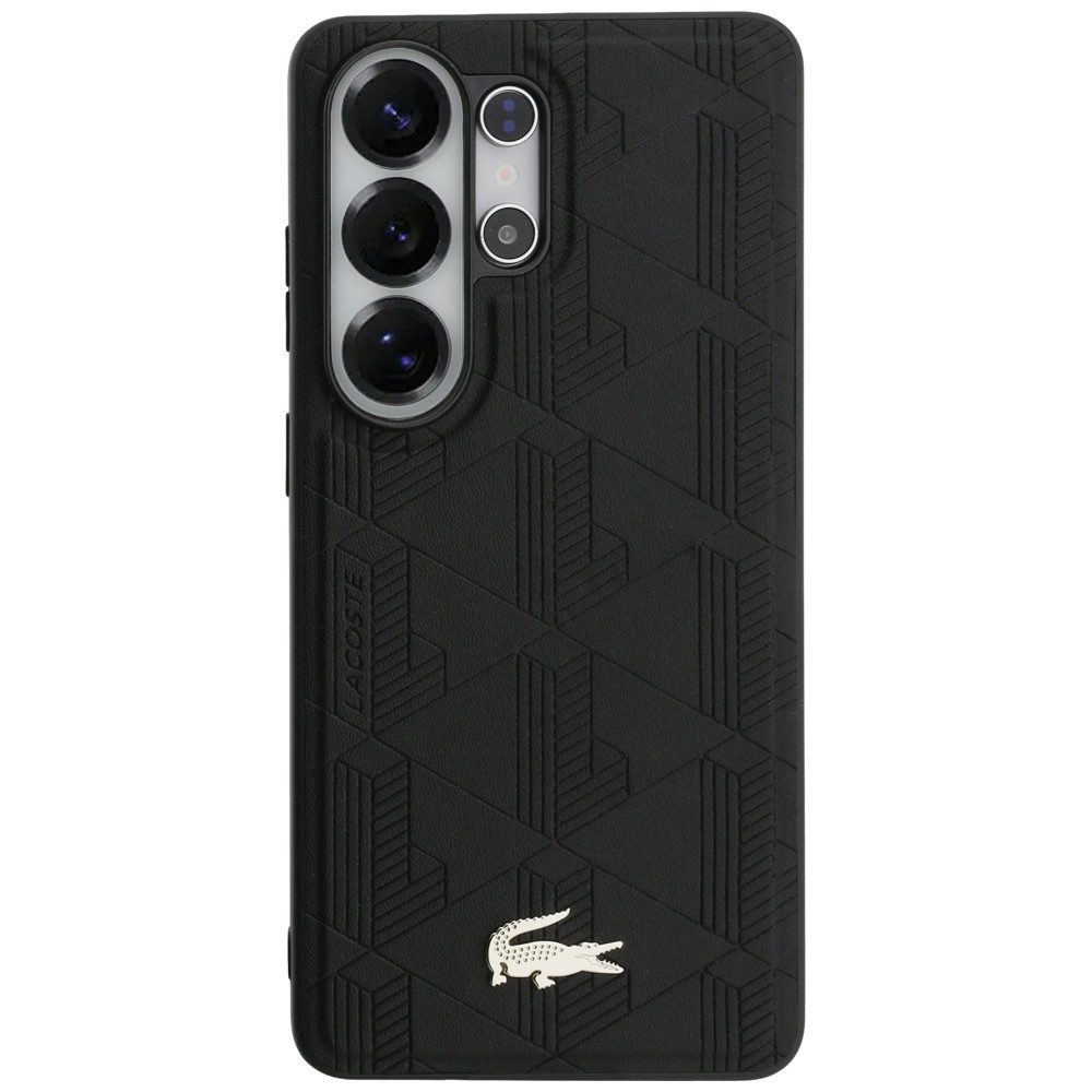 Lacoste Handyhülle Galaxy S26 Ultra Kunstleder schwarz MagSafe Logo goldfarbig 6,9 Zoll, Kantenschutz