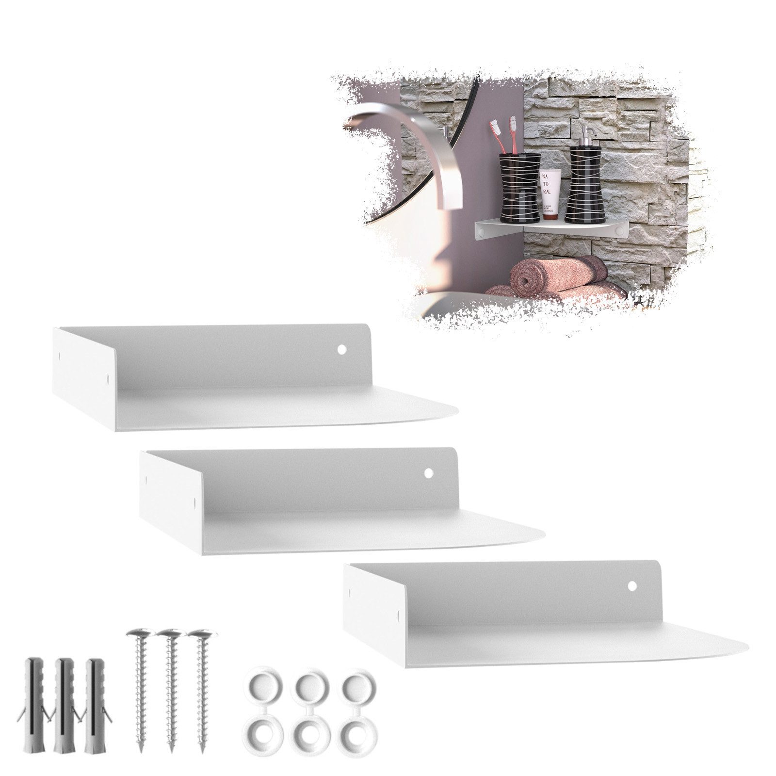 SO-TECH® Wandregal Eckregal HOVER 20/30 x 15/20 x 3 cm inkl. Befestigungsse günstig online kaufen