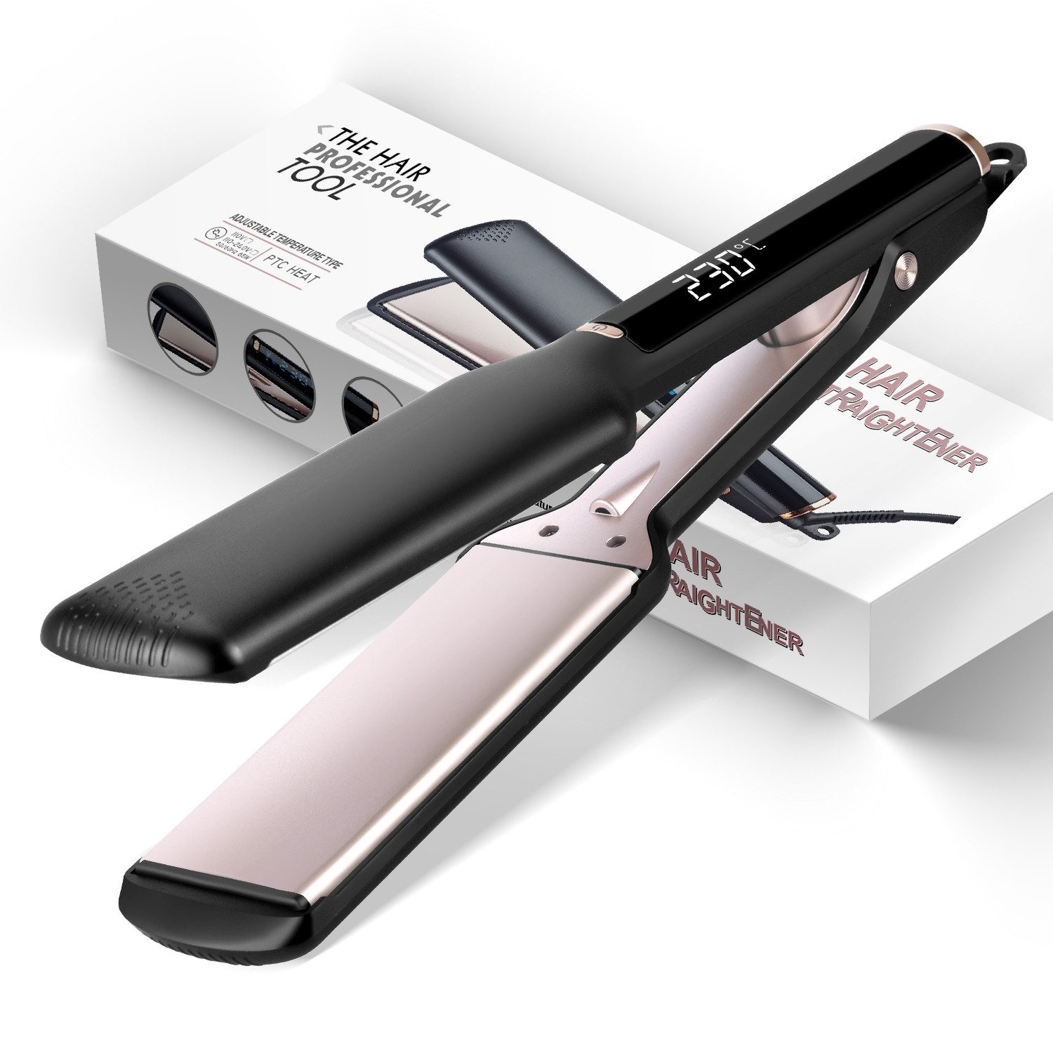 JVJH Glätteisen Breit 50mm,Large 3D Schwebendes Haarglätter,14-Temp,100-230°C Keramik, LCD-Display,Keramikbeschichtung Haarglätter,30s Schnellaufheizung, für dickes, krauses, lockiges und langes Haar