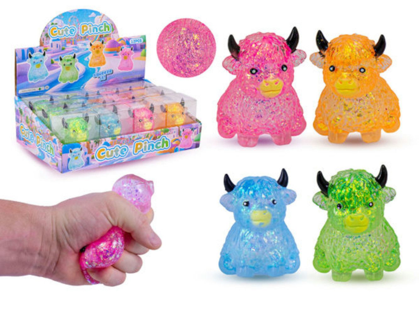 Triton-X Spiel TRITON-X Maltose Glitter Highland Cow Squishy 8 cm
