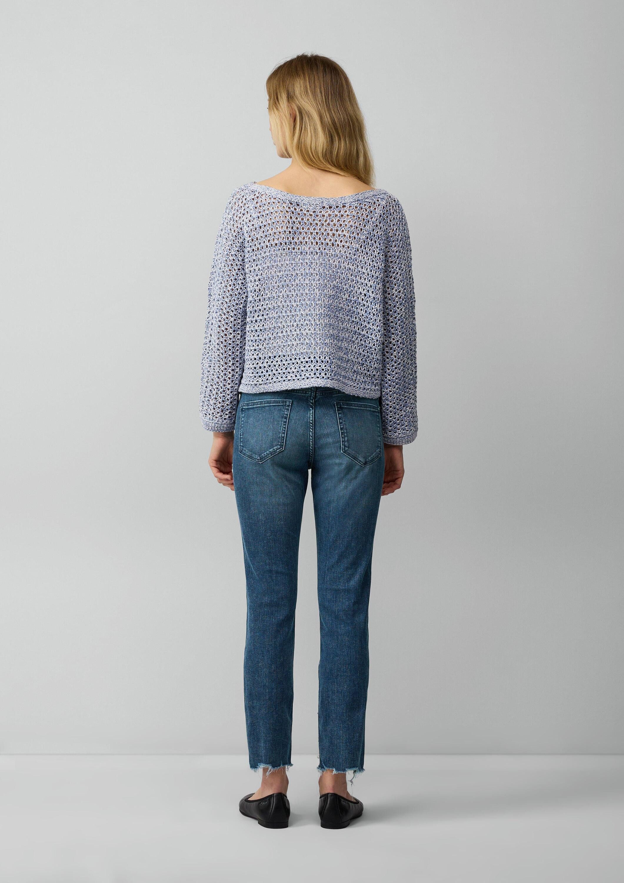 s.Oliver Longpullover Strickpullover Verkürzter Ajour-Strickpullover in Oversize mit Fledermausärmeln