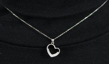 LUISIA® Kette mit Anhänger Filigrane Damen Halskette mit Strass Herz- 925 Silber Schmuck mit Zirkonia Anhänger (inkl. Schmuckbox)