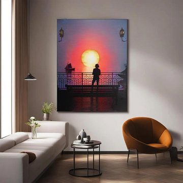 DOTCOMCANVAS® Leinwandbild A Peaceful Sunset, Leinwandbild Sonnenuntergang Landschaftsbild AI KI generiert Wandbild