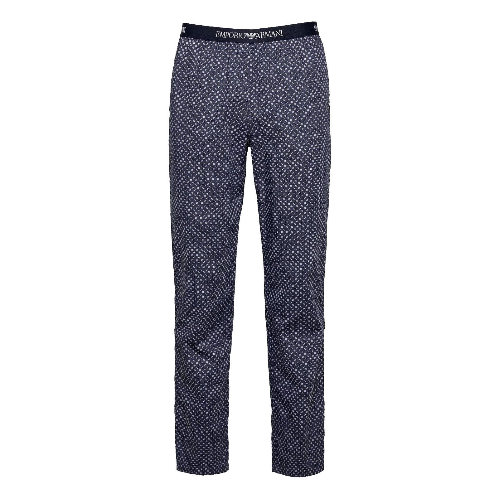 Emporio Armani Pyjamahose Loungewear Schlafhose mit umlaufendem Markenschriftzug auf Komfortbund 90335 marine / white circles