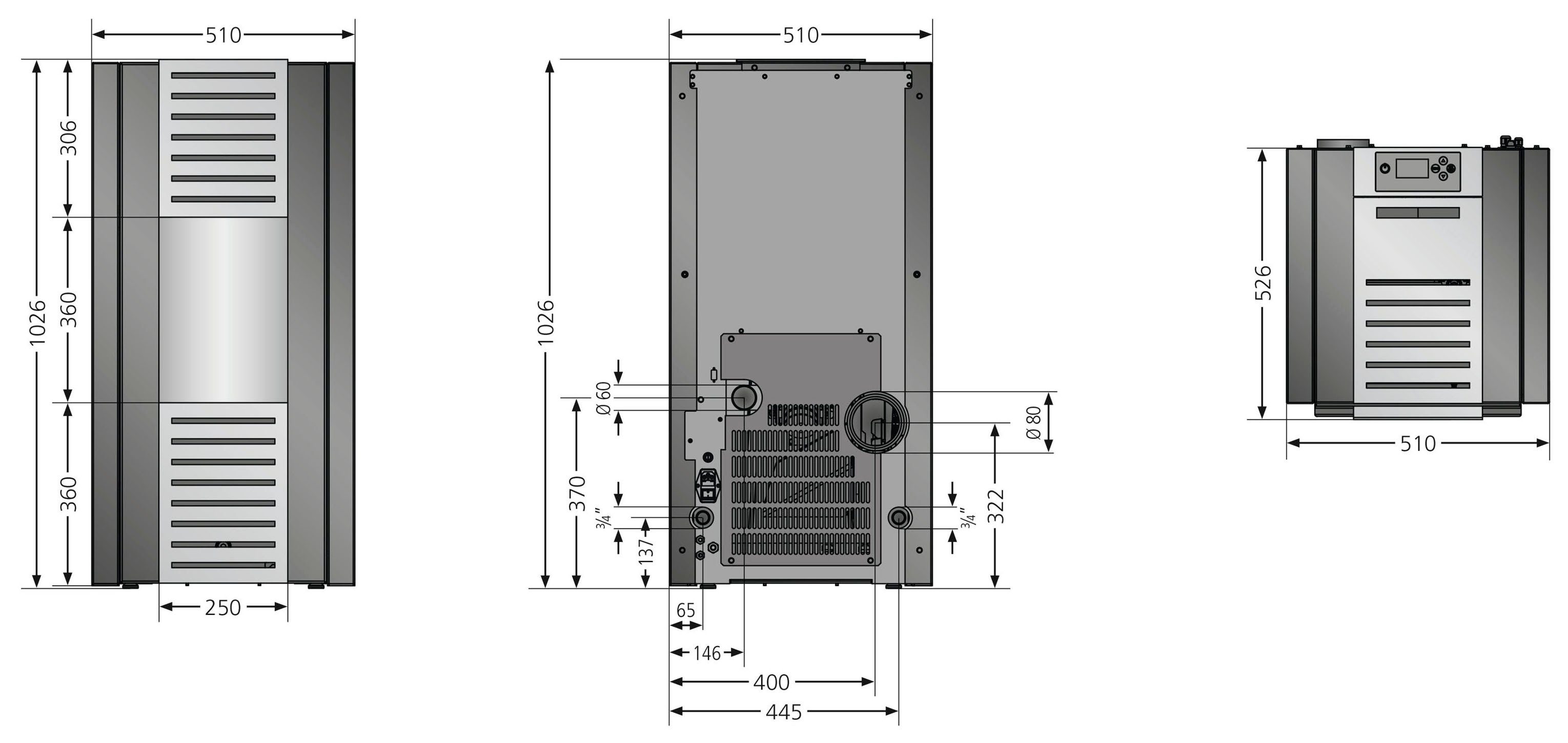 JUSTUS pellet stove Sirkos Aqua 2.0, 9.4 kW, intermittent burning, water-bearing