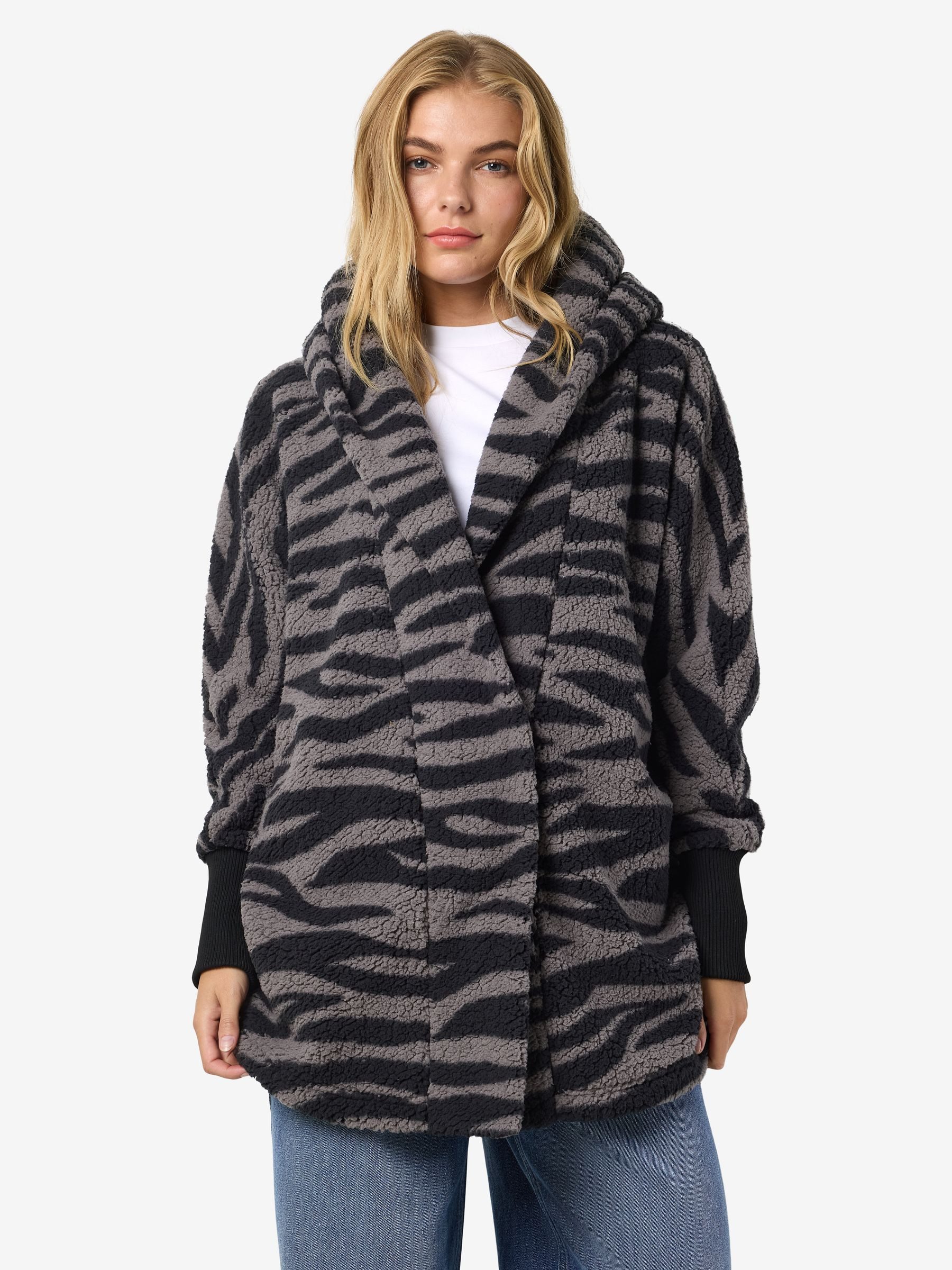 Noisy may Kurzmantel Stylisches Leopardenmuster mit Kapuze (1-tlg) NMCUDDLE günstig online kaufen